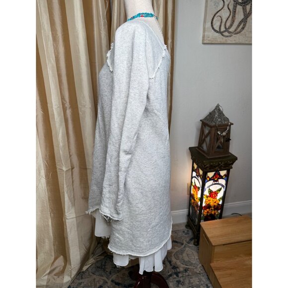 Sundance Gray  Sweater Dress Layered lace  Hem L Western Festival Fairy Grunge - Picture 8 of 10